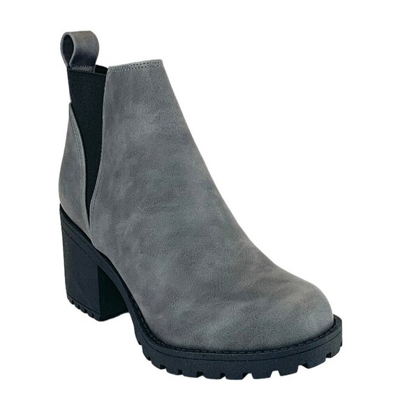 Dirty Laundry LIDO Women's Booties Block Heel Lug Sole Ankle Boots Gray Size 5.5 - Picture 5 of 9